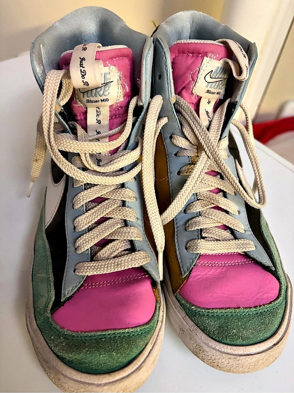 Nike Blazer Mid Color Block High Top Sneakers Girls US 5Y